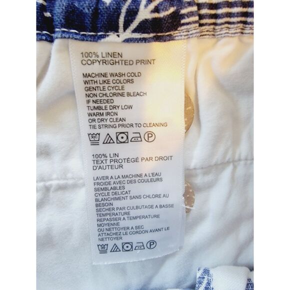 Tommy Bahama M Floral Linen Shorts Womens Tropical Blue White Pckts Button & Zip - Picture 6 of 6